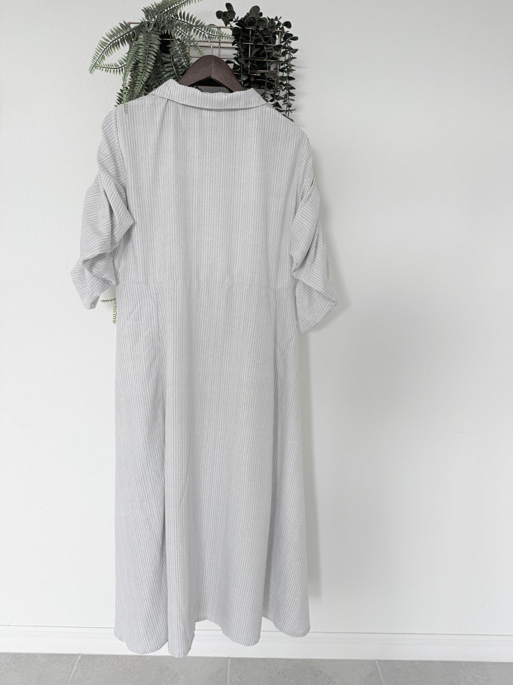 Elegant Striped Button-Down Maxi Dress