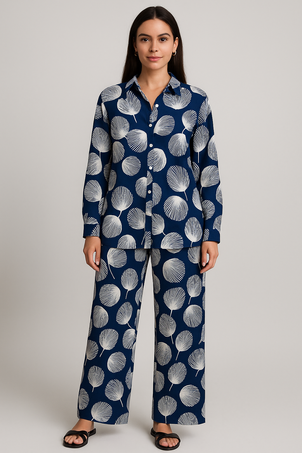 Navy Blue Printed Co-Ord Set – Modern Elegance with Comfort