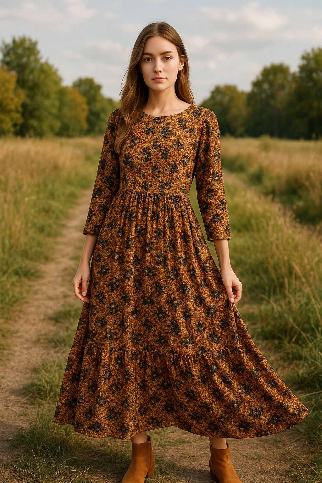 Floral Modest Maxi Dress – Comfort in Modesty Collection | U. by Usman Waqar
