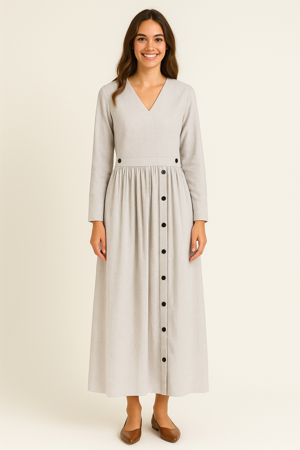 Elegant Button-Down Maxi Dress – Modest & Timeless Style