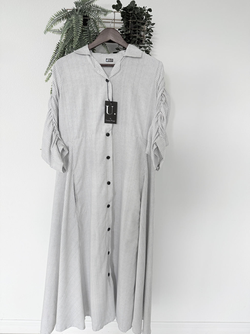 Elegant Striped Button-Down Maxi Dress