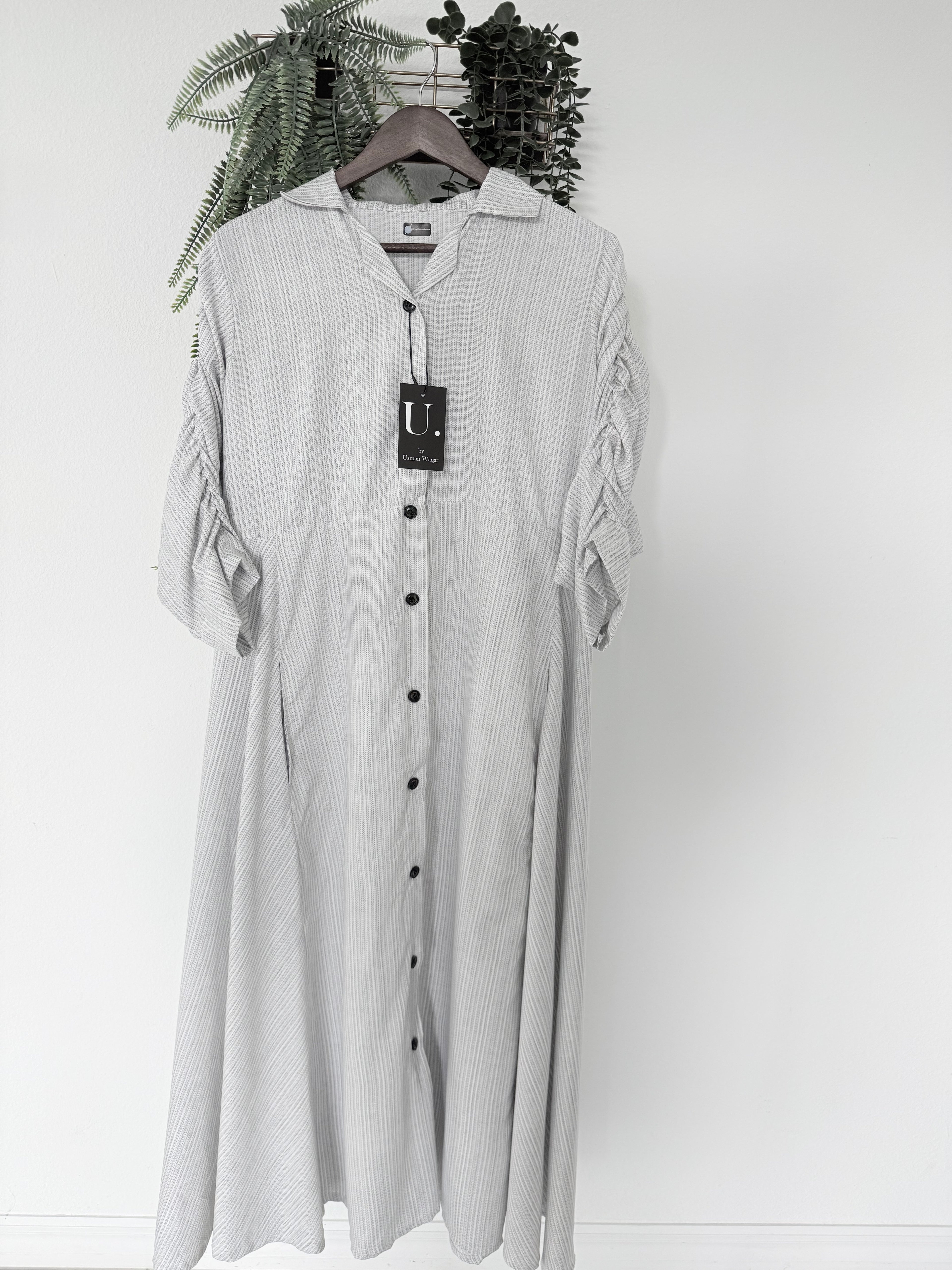 Elegant Striped Button-Down Maxi Dress