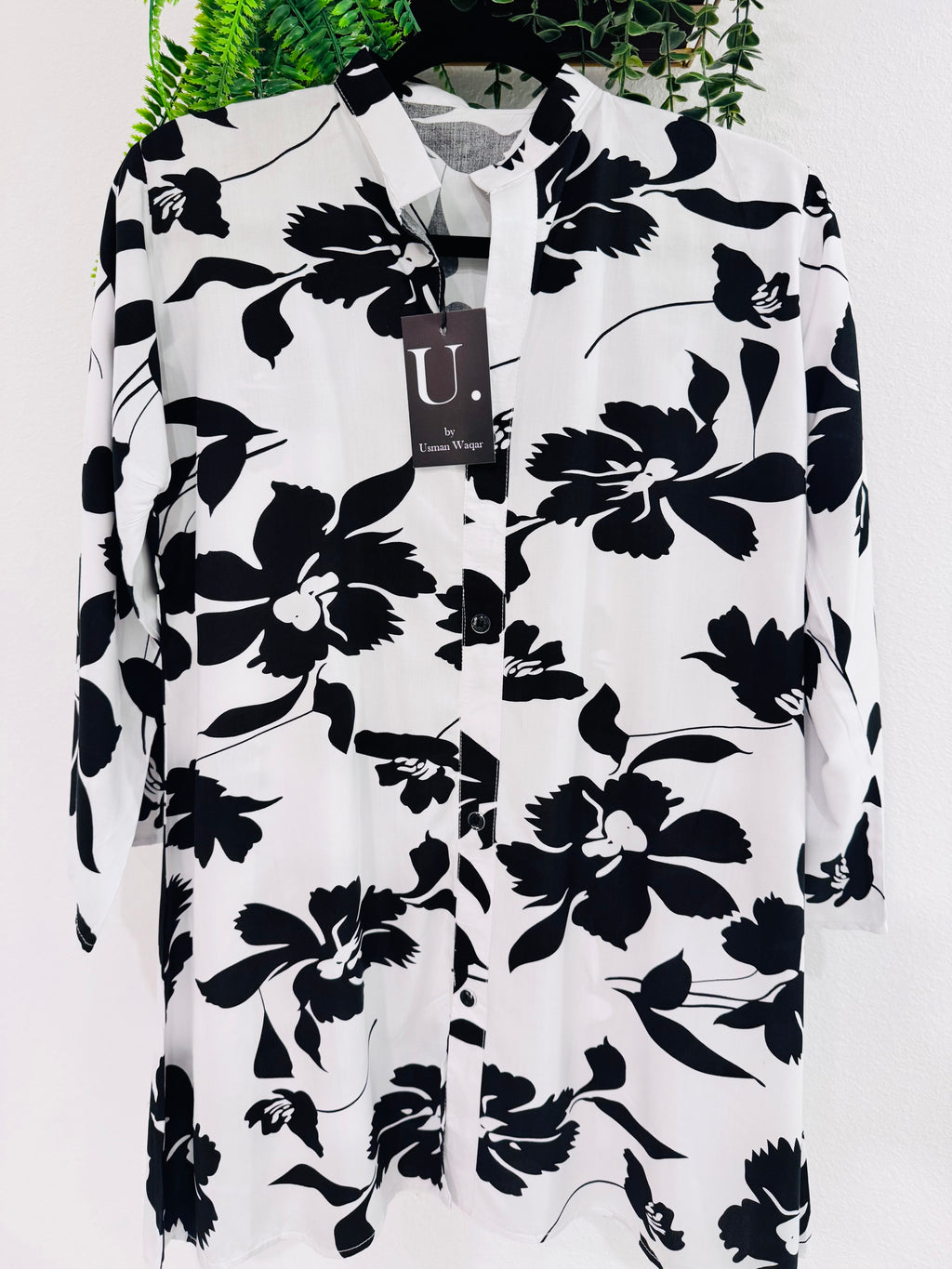 Black & White Floral Co-Ord Set – Elegant Two Piece Outfit