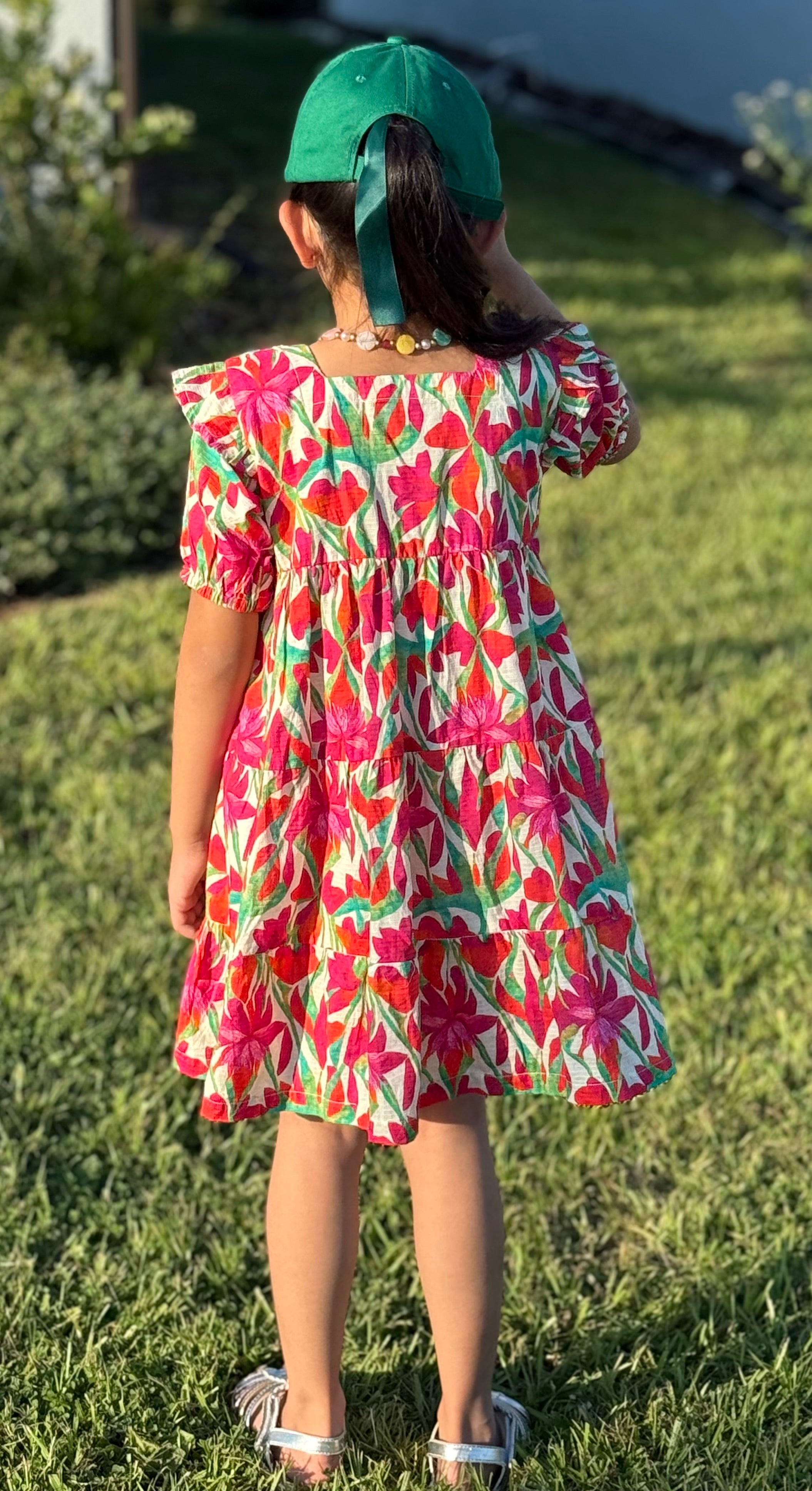 Girls’ Colorful Button-Down Floral Frock – U. by Usman Waqar Kids