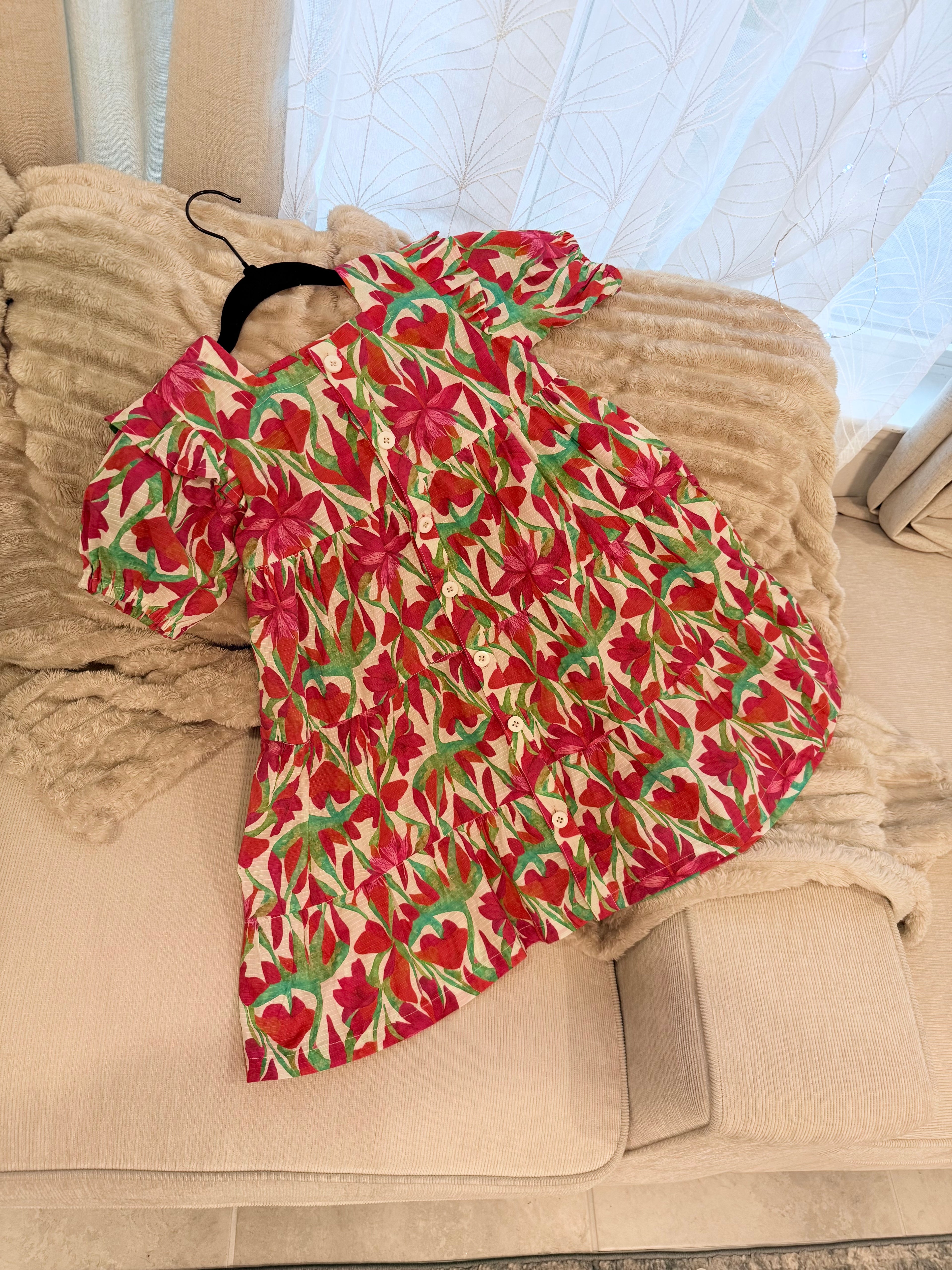 Girls’ Colorful Button-Down Floral Frock – U. by Usman Waqar Kids