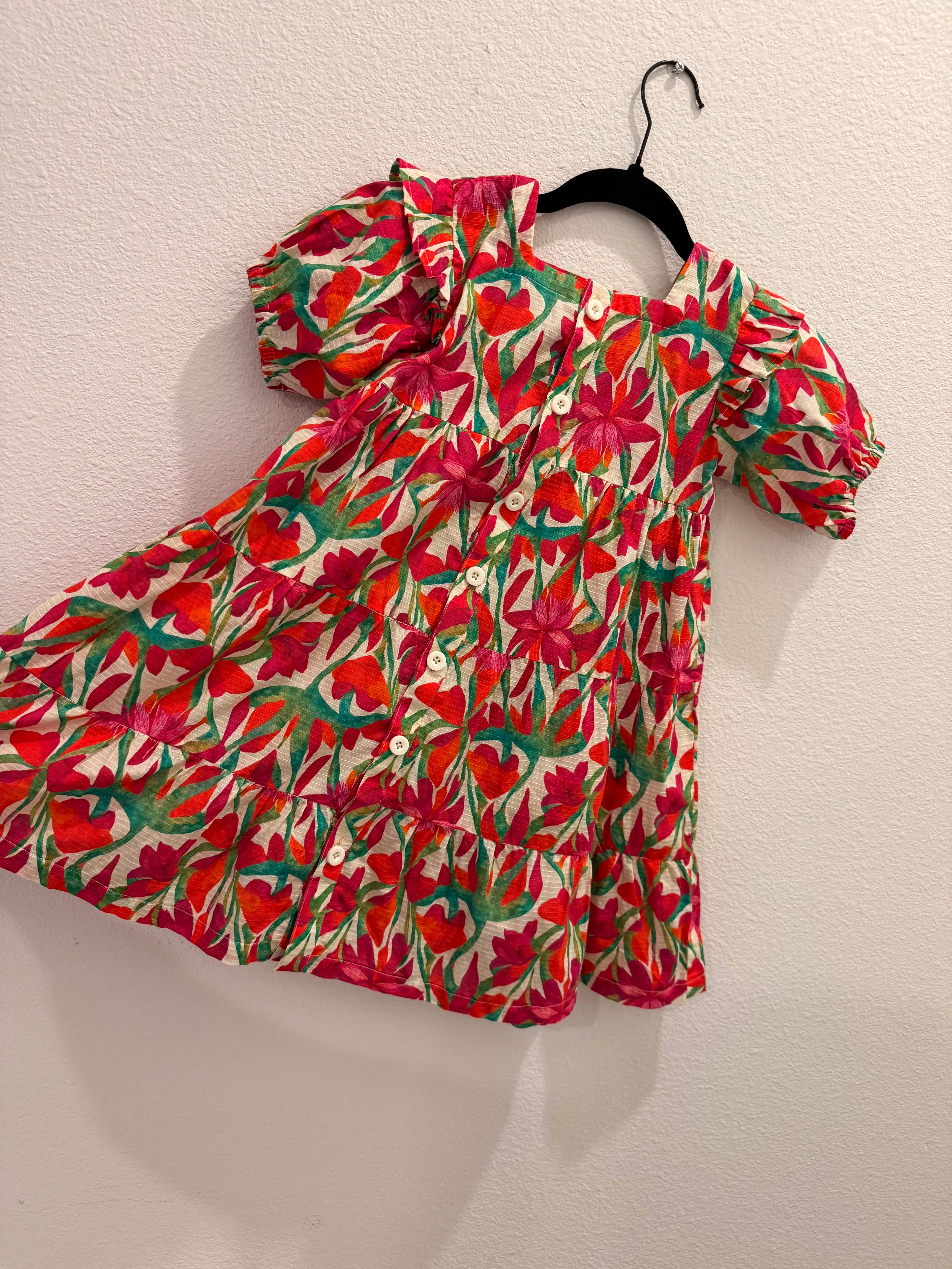 Girls’ Colorful Button-Down Floral Frock – U. by Usman Waqar Kids