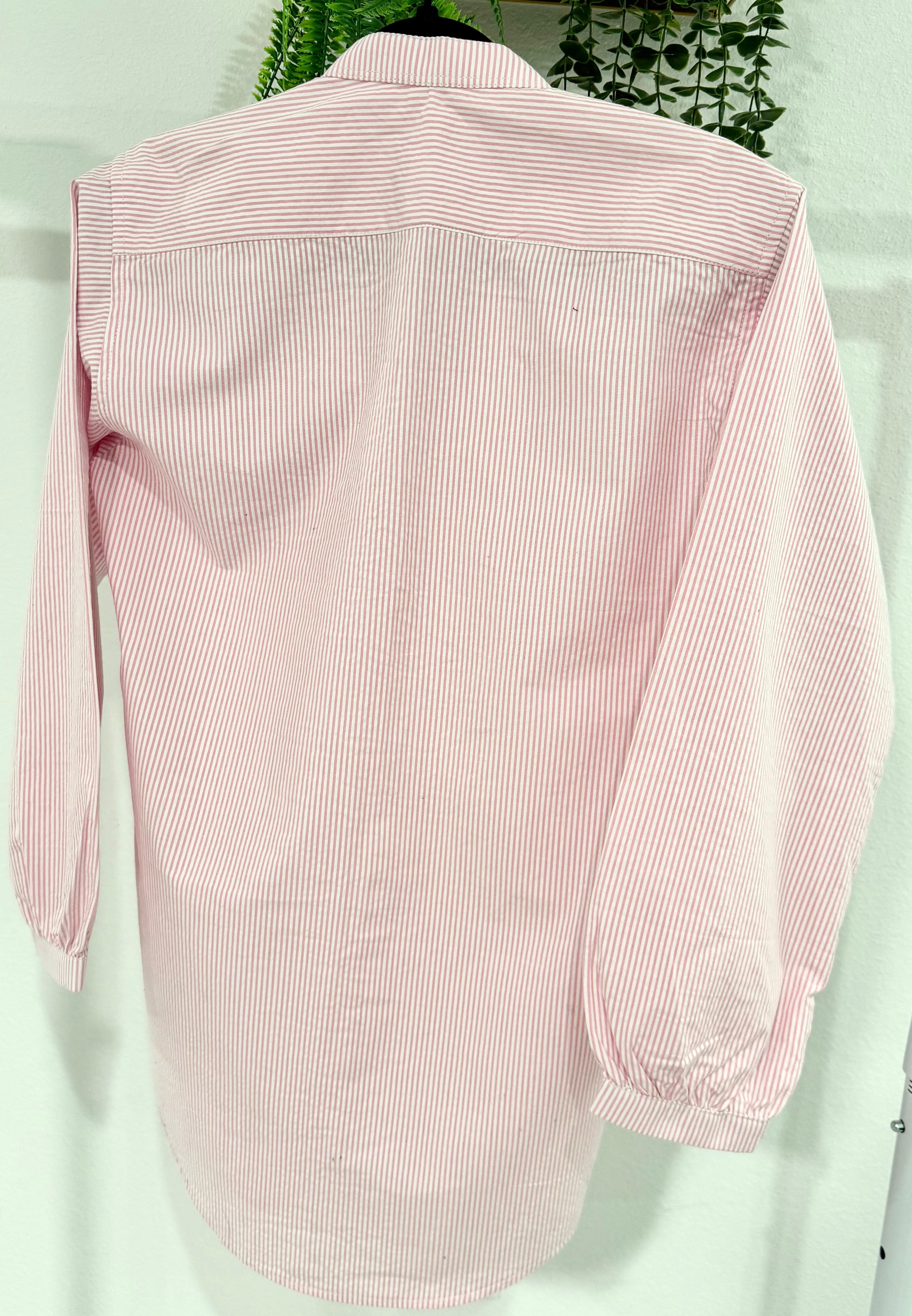 Pink & White Striped Long Shirt – Elegant Everyday Wear