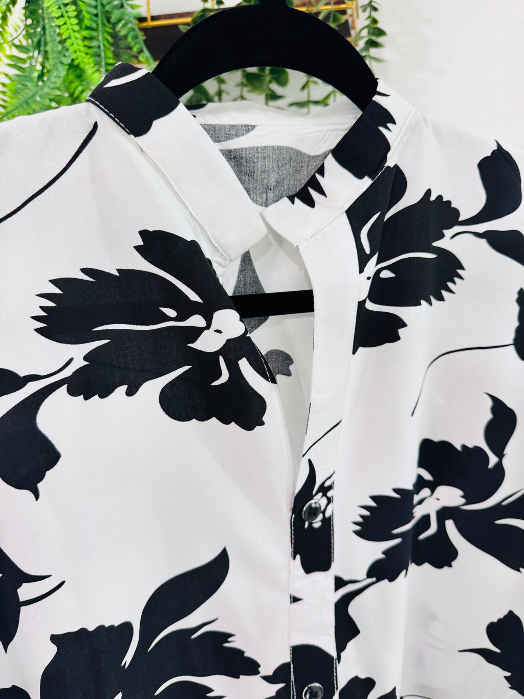 Black & White Floral Co-Ord Set – Elegant Two Piece Outfit