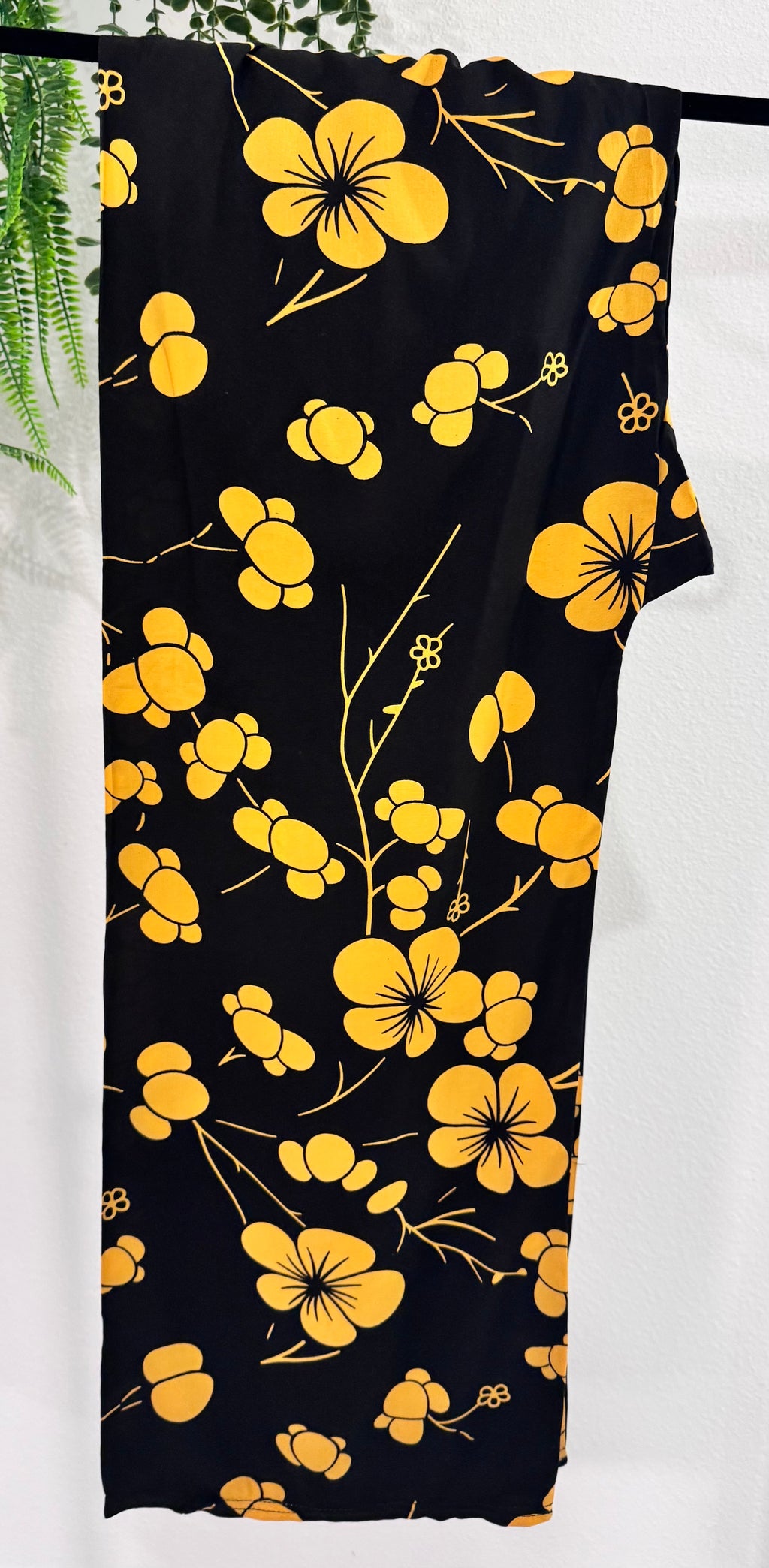 Black & Yellow Floral Long Shirt – Bold Statement Wear
