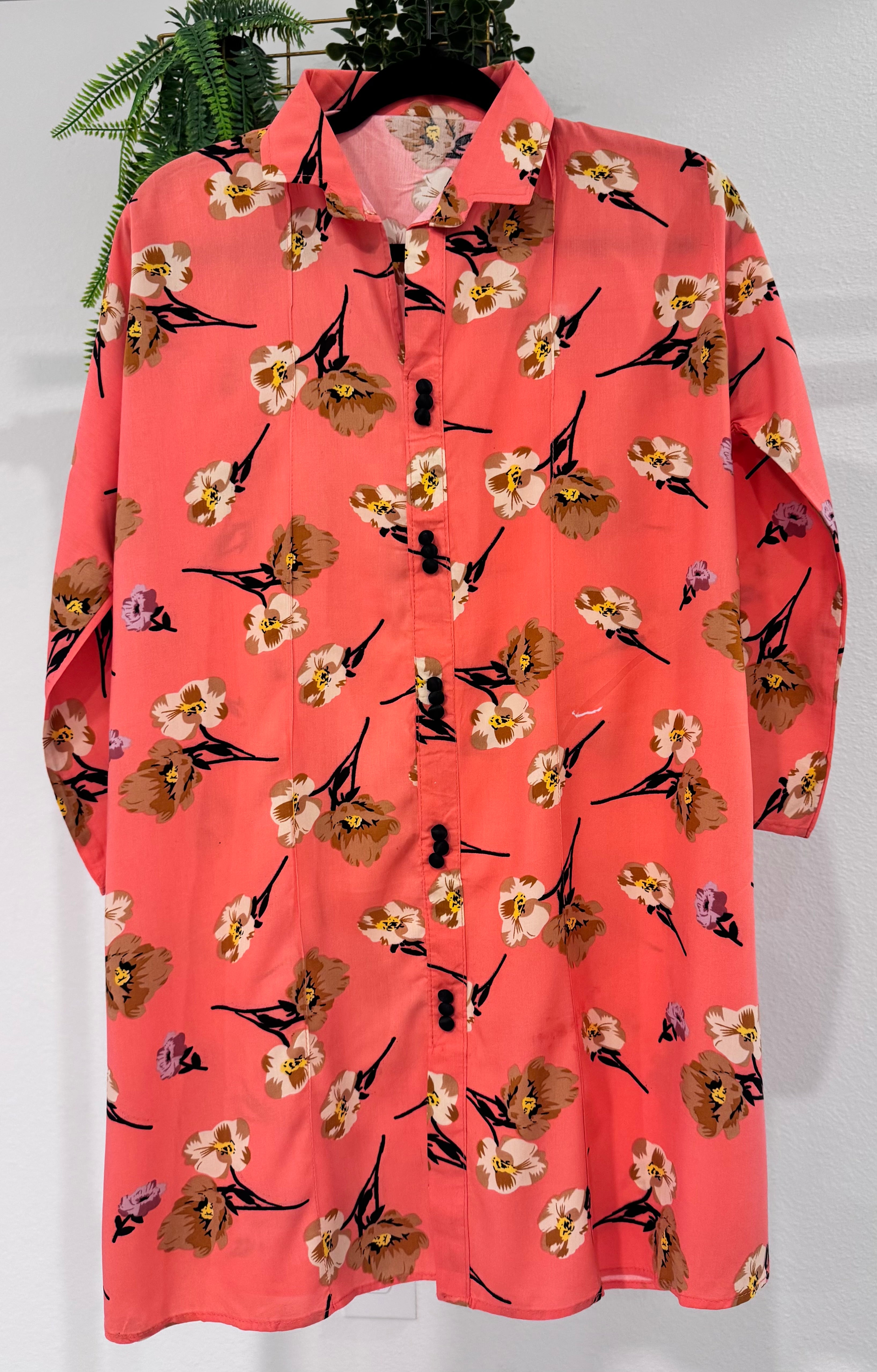 Coral Blossom Floral Co-Ord Set – Vibrant Two-Piece Outfit