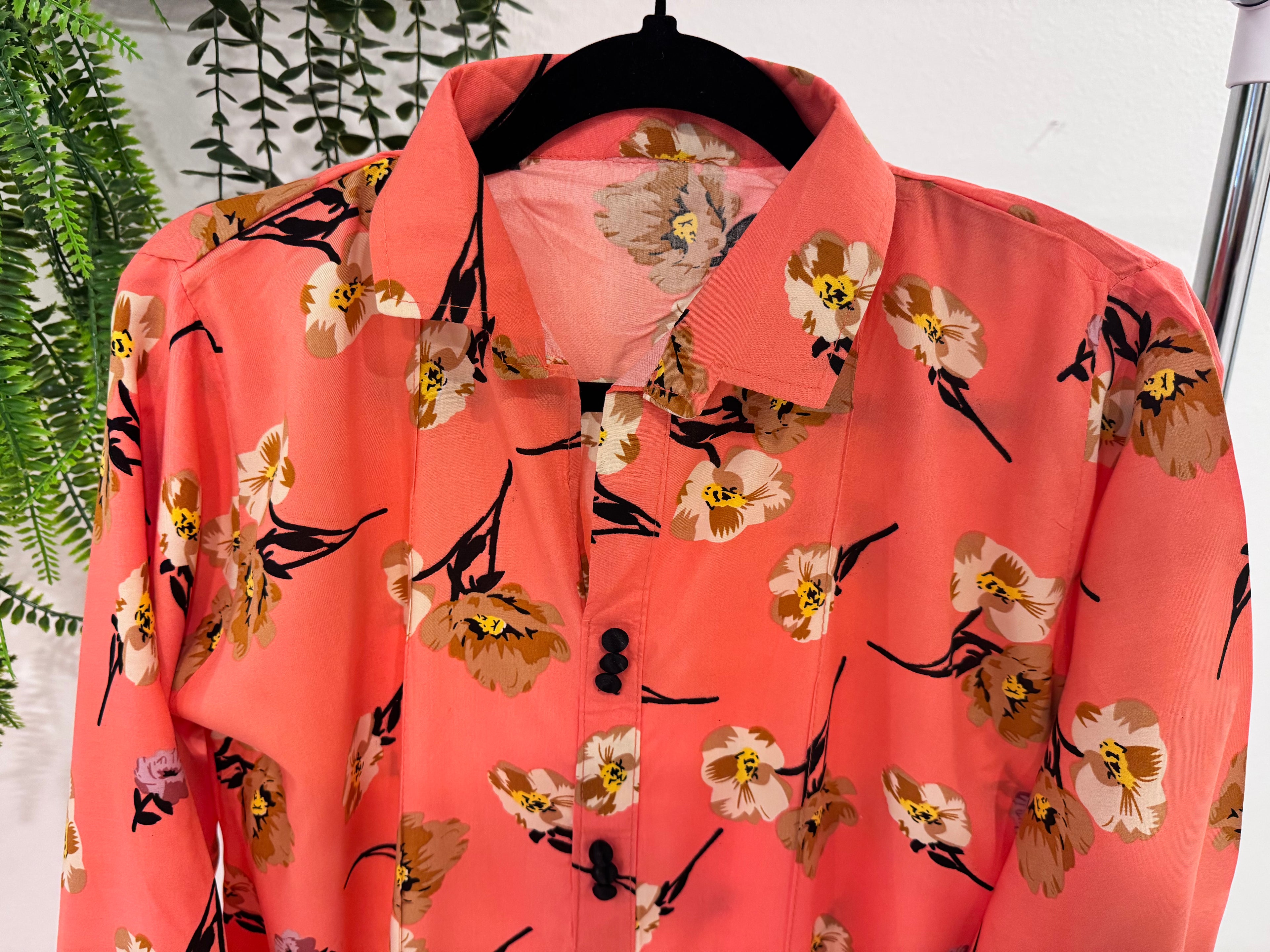 Coral Blossom Floral Co-Ord Set – Vibrant Two-Piece Outfit