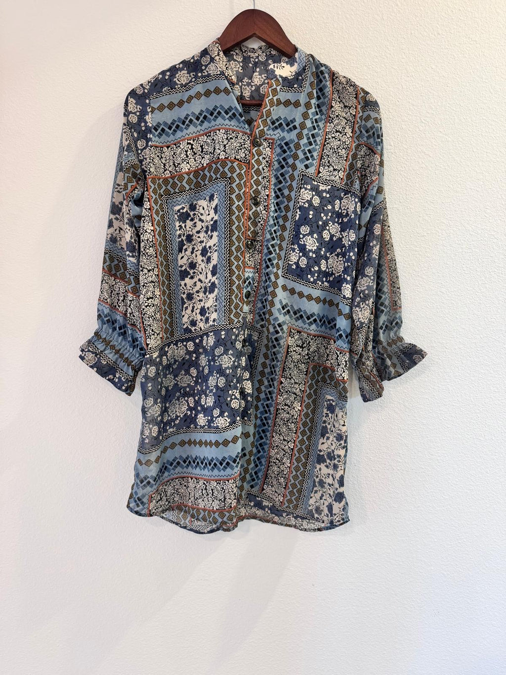 Vintage Print Shirt with Black Maxi Skirt – Modest & Elegant Outfit