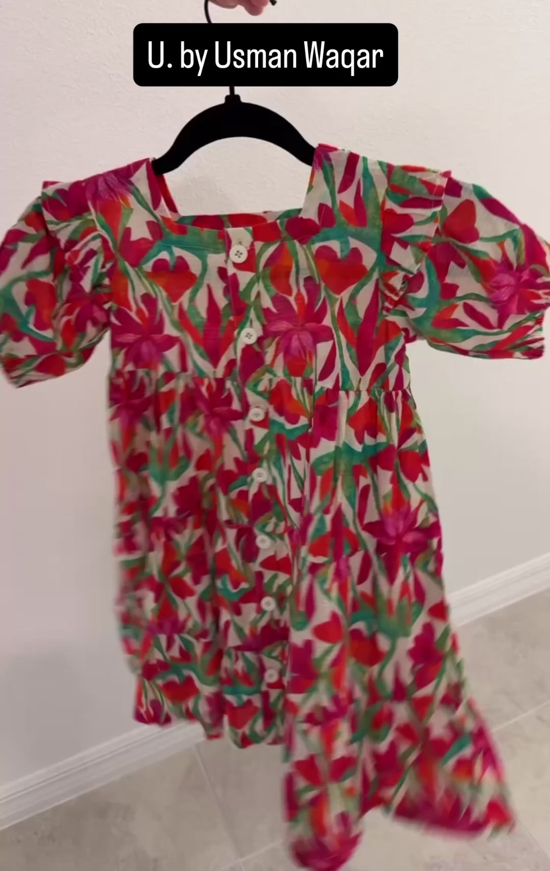 Girls’ Colorful Button-Down Floral Frock – U. by Usman Waqar Kids