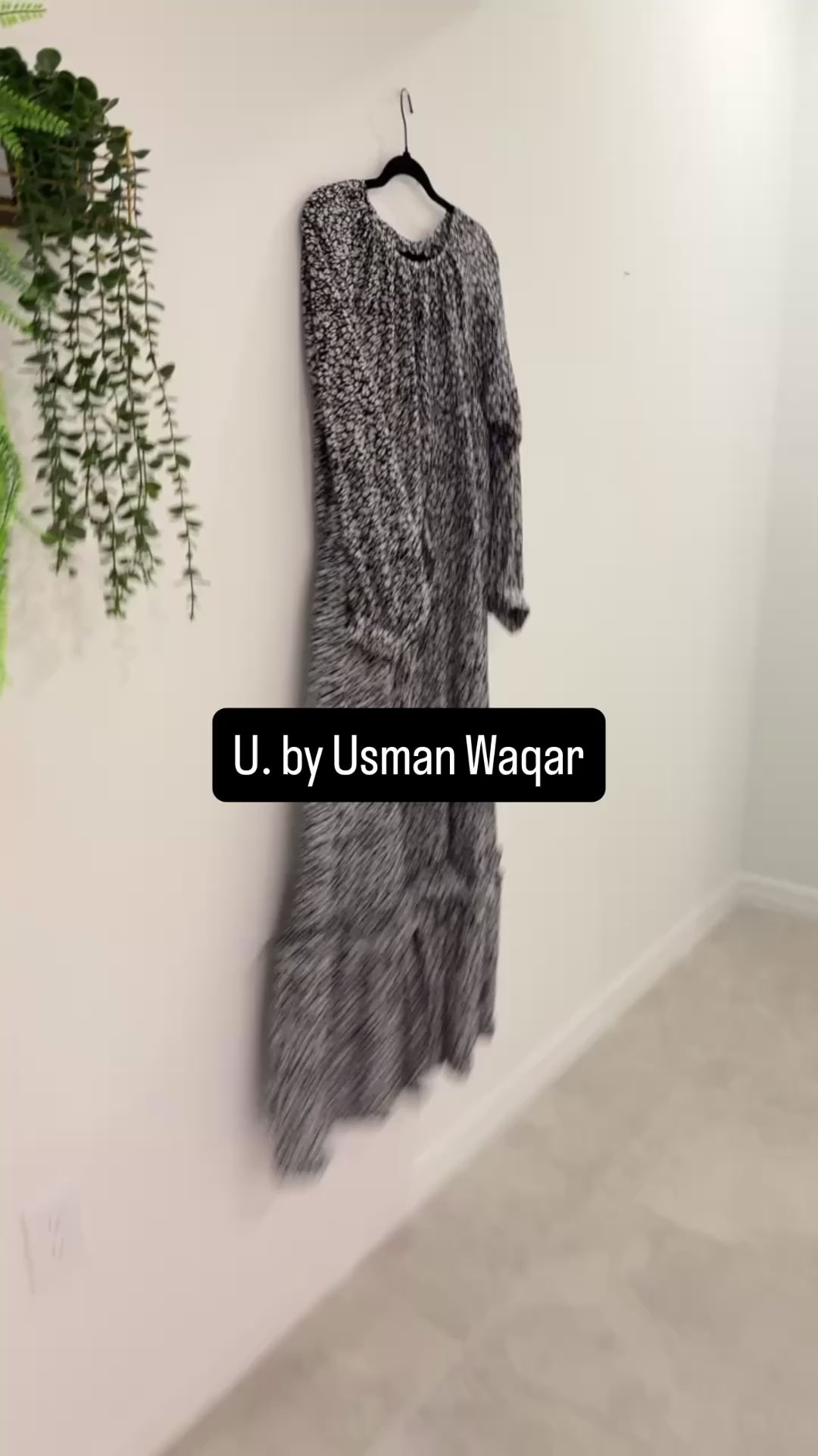 Black & White Floral Modest Maxi Dress – Comfort in Modesty | U. by Usman Waqar